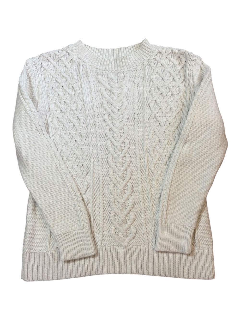 J.Crew Factory Girls Cable Knit Mock Neck Sweater Size10 Ivory Cream 100% cotton